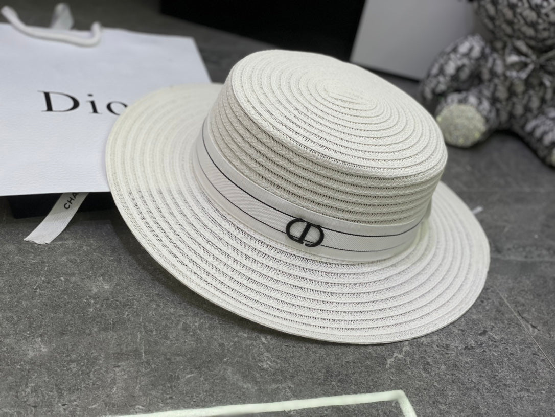 Dior Linen Flat Cap - White / Black