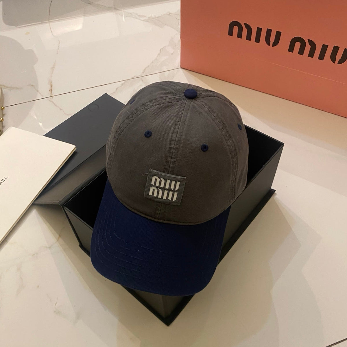 Miu Miu Color-Block Logo Baseball Cap